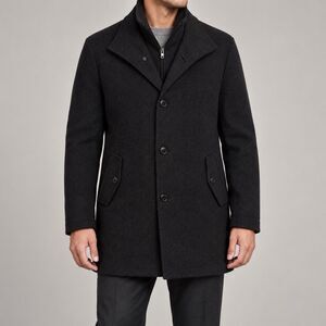 100% Wool Charcoal Small CREMIEUX Zip & Button Partly Insulated Car Coat